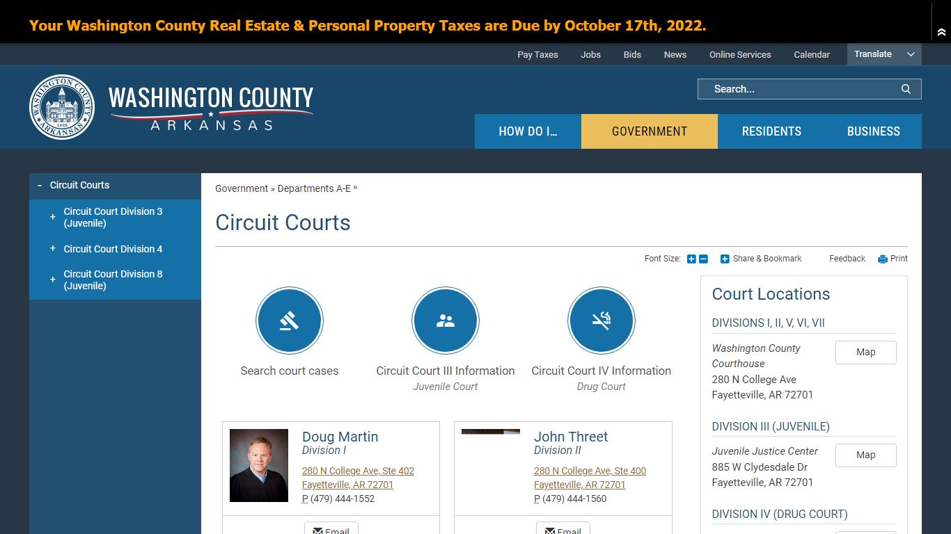 Circuit Courts | Washington County, AR